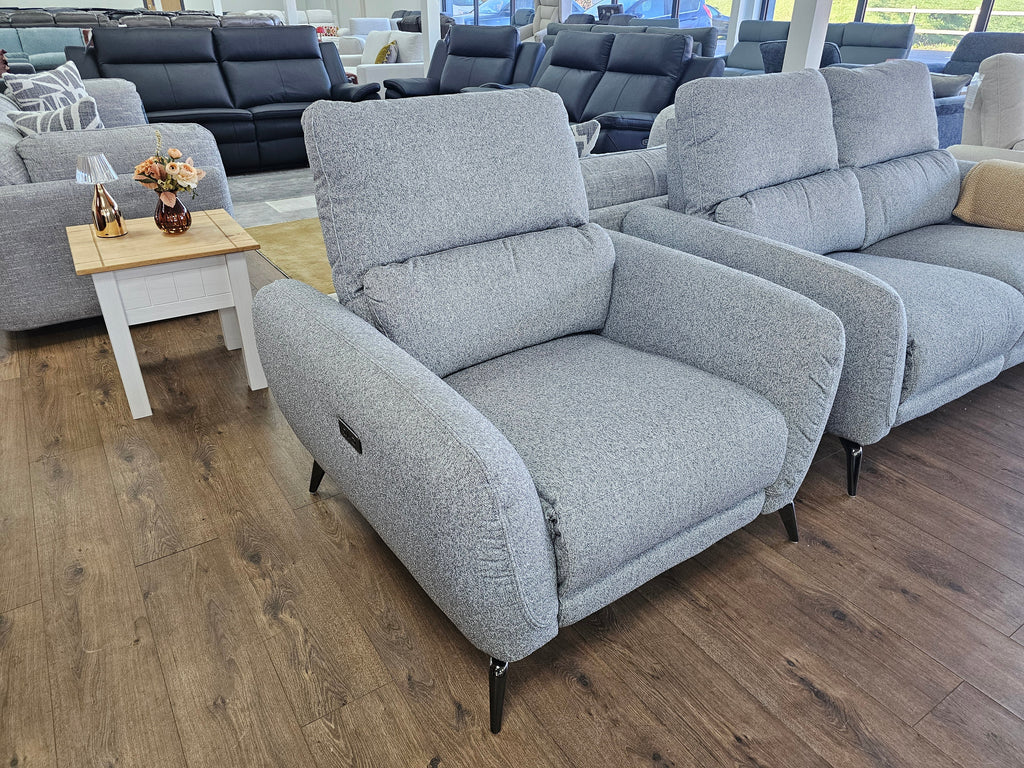 Sorrento Electric Recliner Grey Armchair - Side view | LA Home Decor