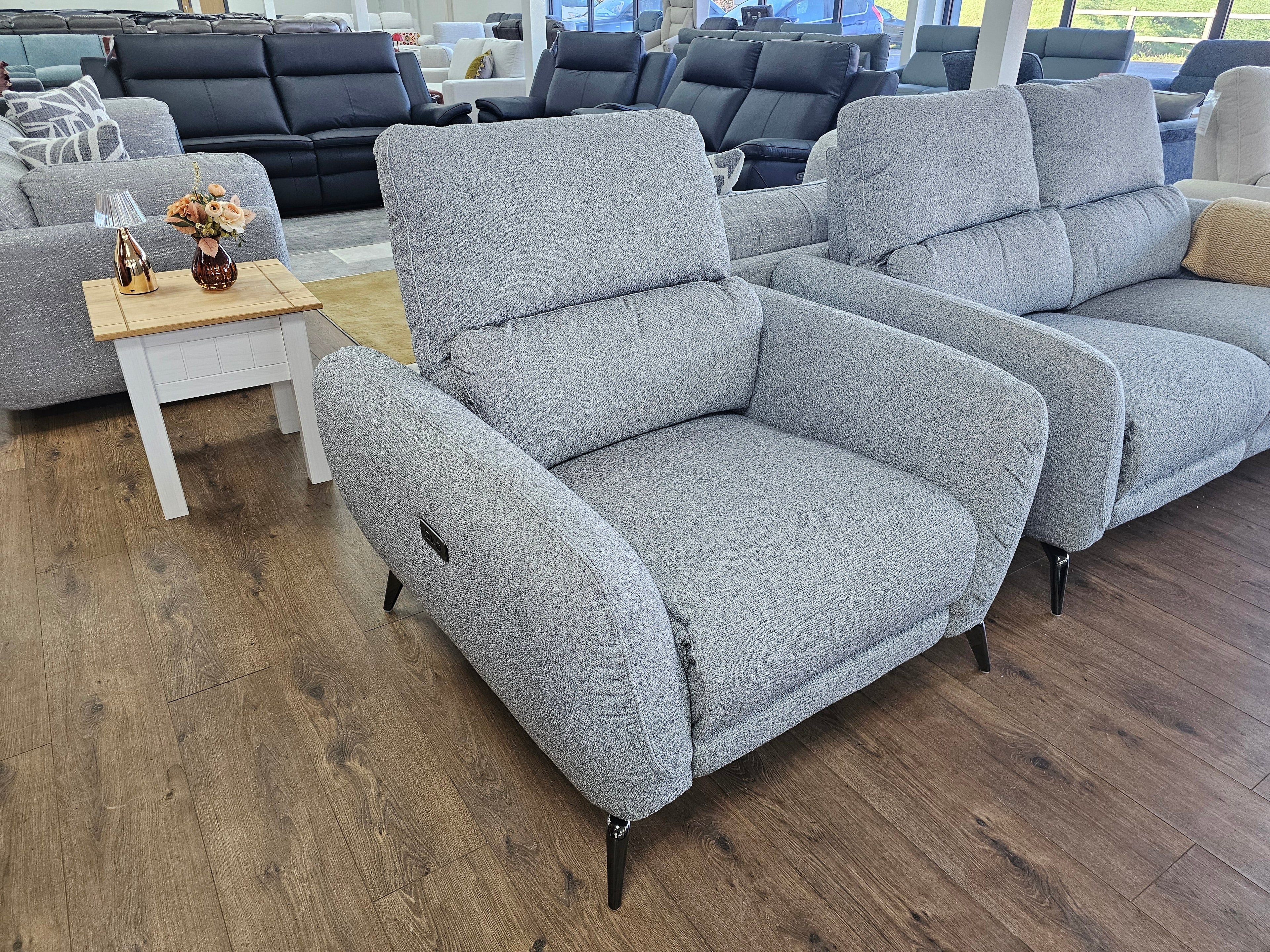 Sorrento Electric Recliner Grey Armchair - Side view | LA Home Decor