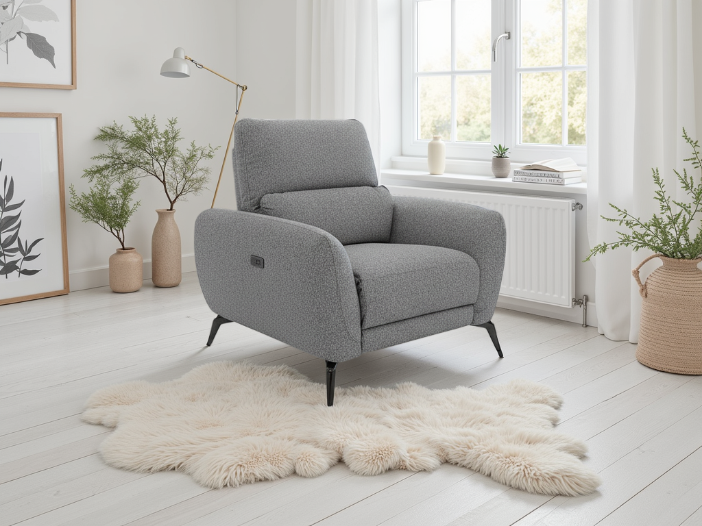 Sorrento Electric Recliner Grey Armchair - Main product image | LA Home Decor