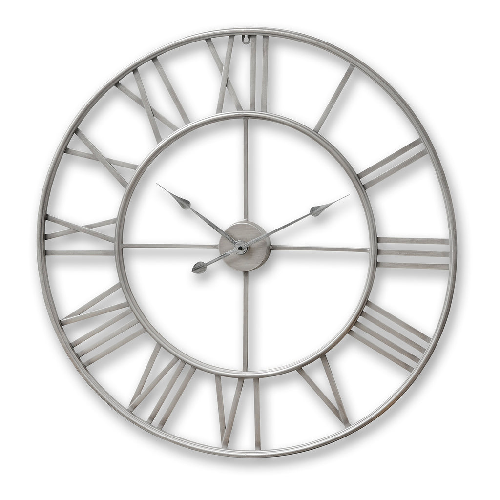 Hill Interiors Large Silver Skeleton Wall Clock