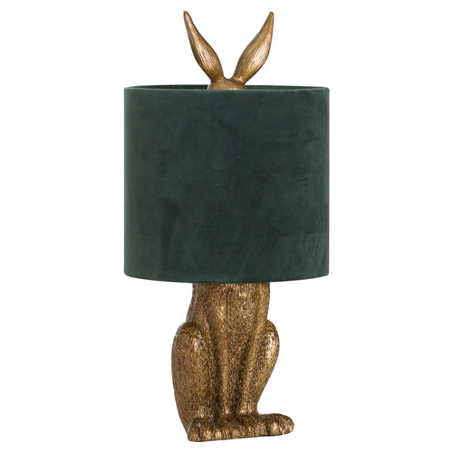 Antique Gold Hare Table Lamp With Green Velvet Shade - Main product image | LA Home Decor