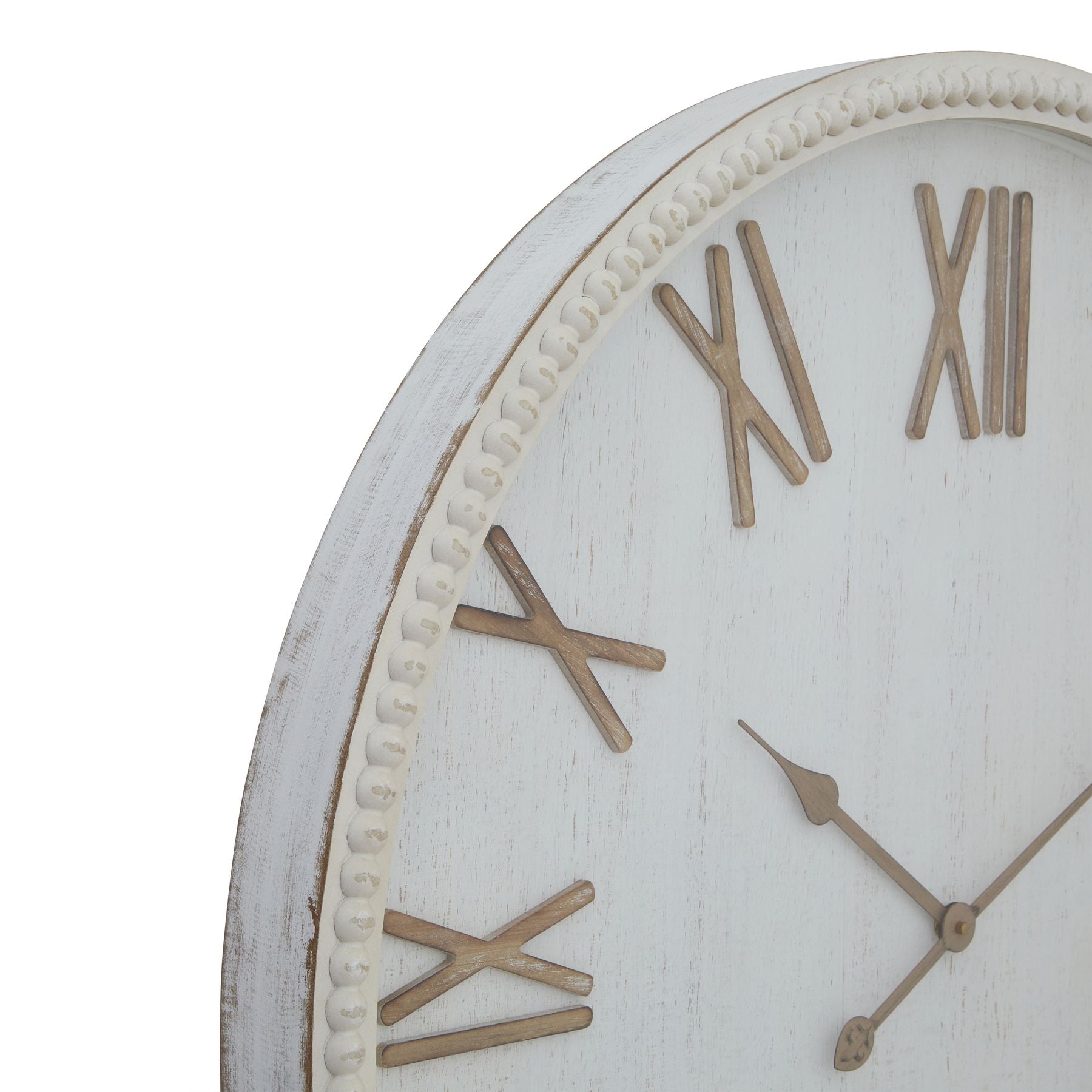 Hill Interiors Large Rustic White Clock With Beaded Frame