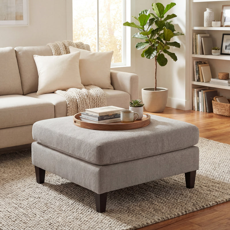 Vesper Taupe Ottoman Foot Stool - Main product image | LA Home Decor