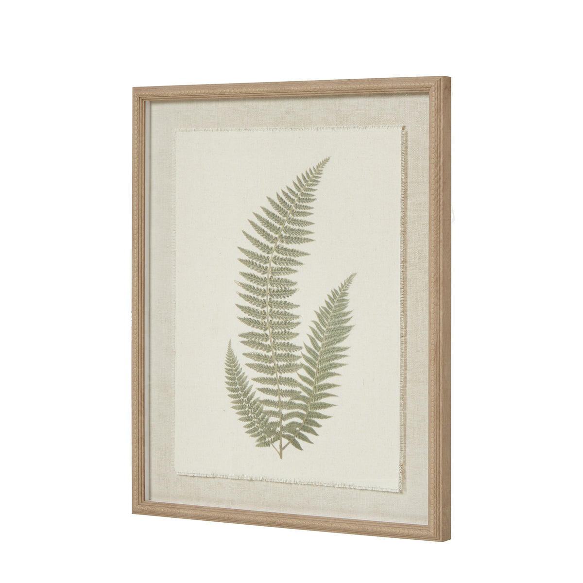 Fern Art On Texture-Torn Paper With Beaded Frame by Hill Interiors