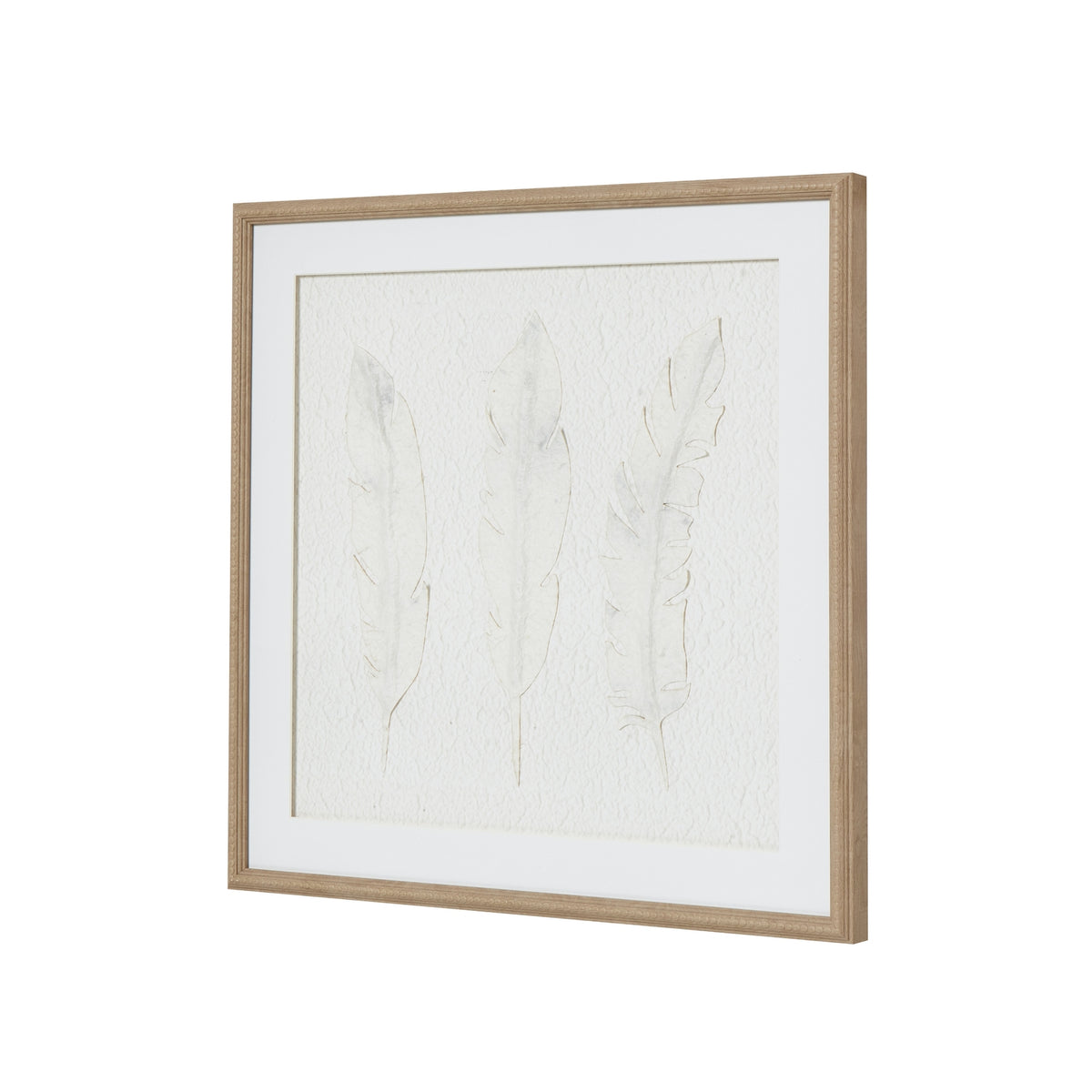 Solli White Feathers Art Mounted In Beaded Frame by Hill Interiors