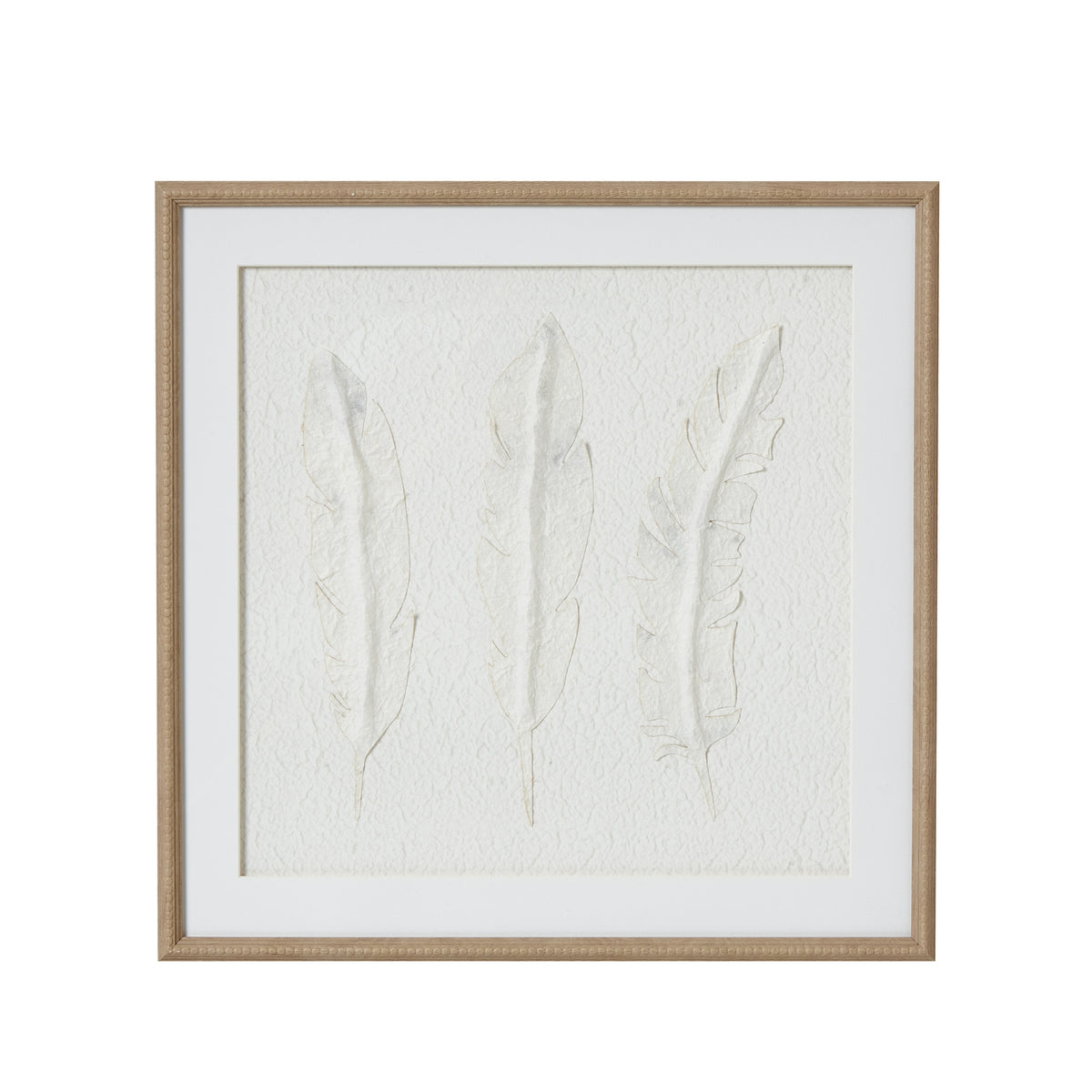 Solli White Feathers Art Mounted In Beaded Frame by Hill Interiors