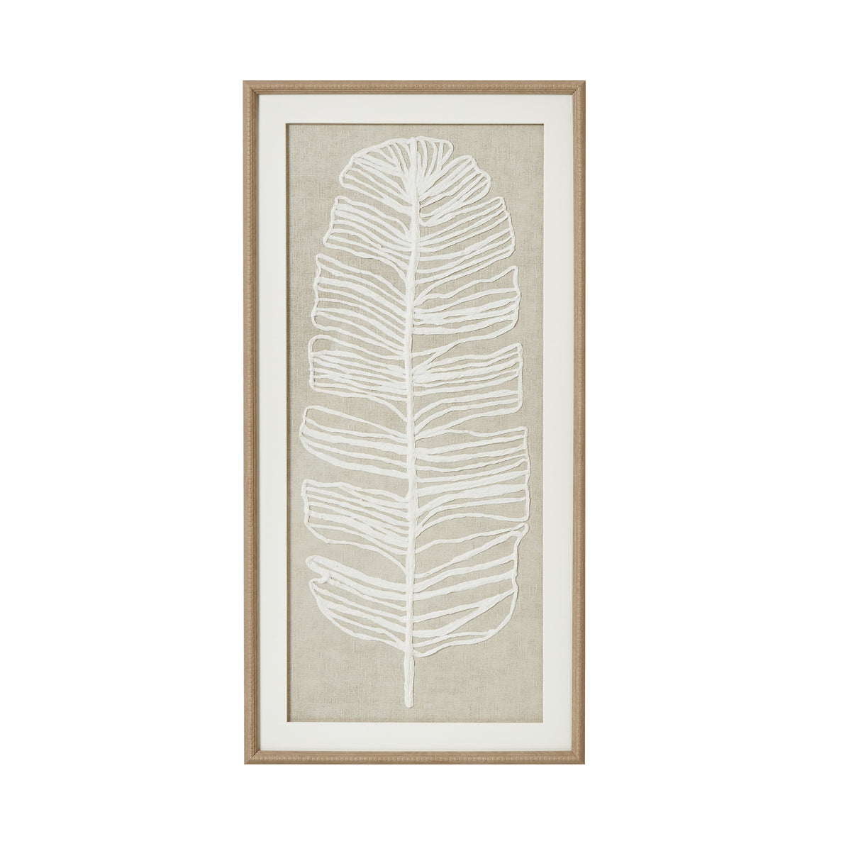 Large Plume White Feather Art Mounted In Beaded Frame by Hill Interiors