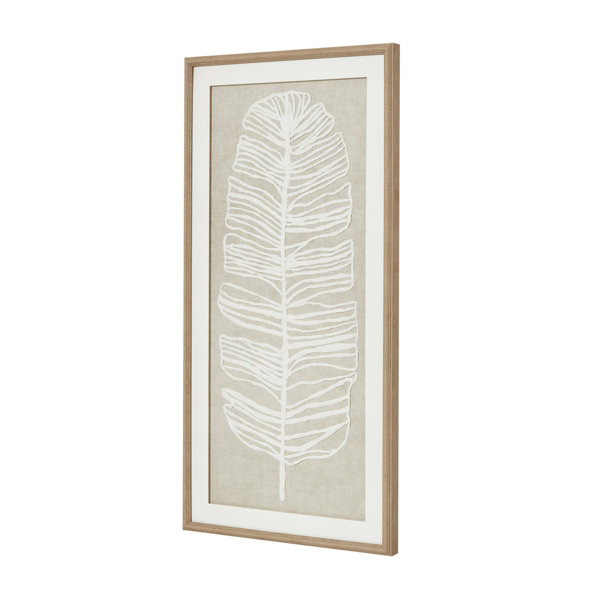 Large Plume White Feather Art Mounted In Beaded Frame by Hill Interiors