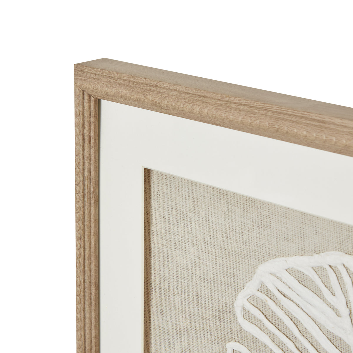 Large Plume White Feather Art Mounted In Beaded Frame by Hill Interiors