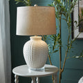 Twill Weave Ceramic Table Lamp With Linen Shade - Main product image | LA Home Decor