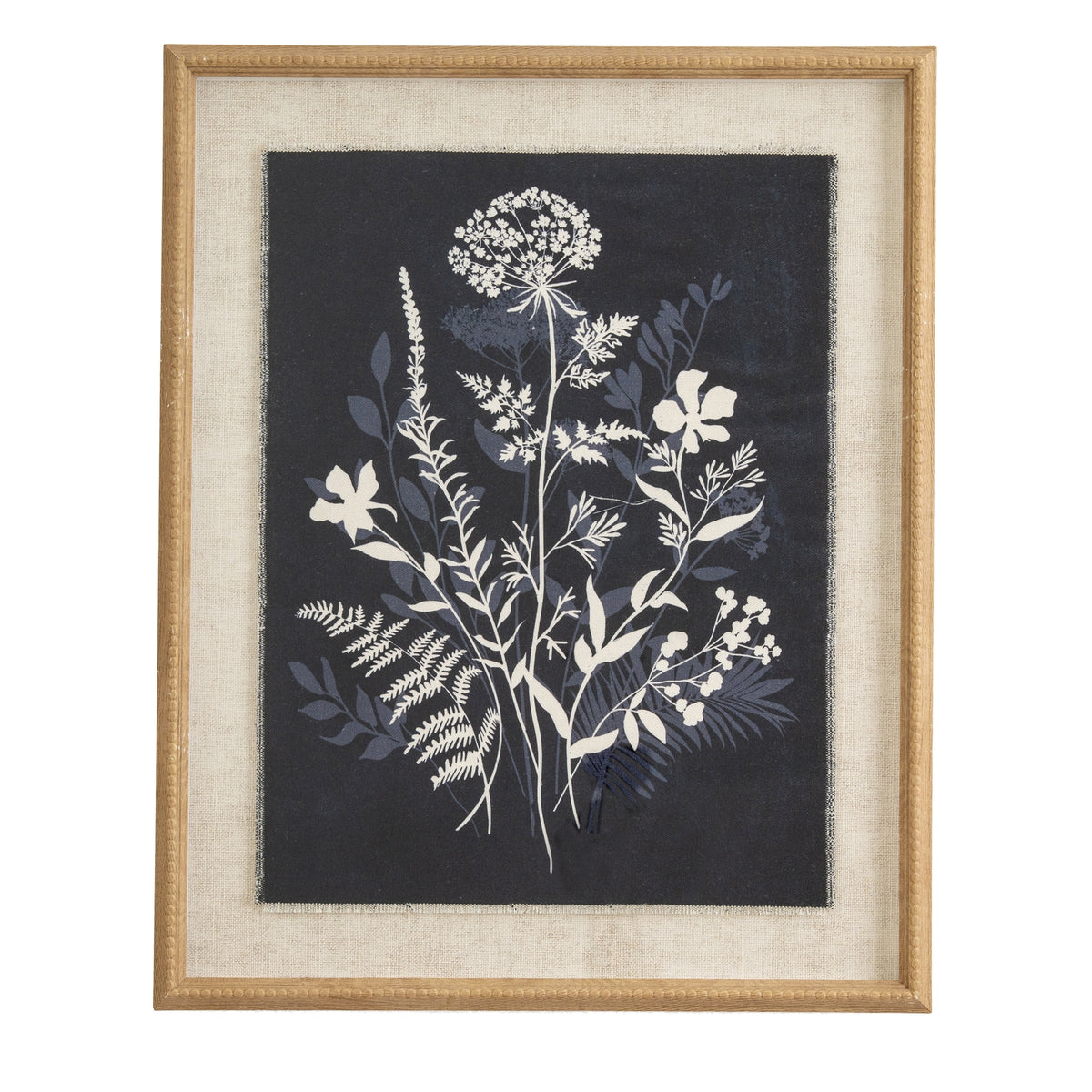 Flora & Fauna Collection Meadow On Linen In Beaded Frame by Hill Interiors