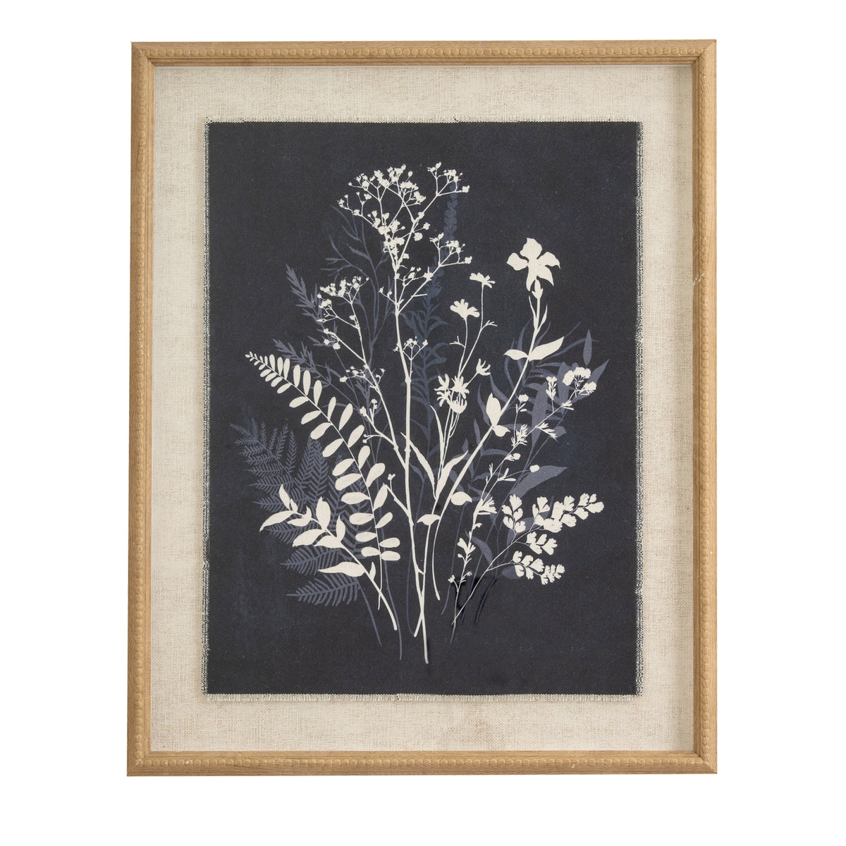 Flora & Fauna Collection Grove On Linen In Beaded Frame by Hill Interiors
