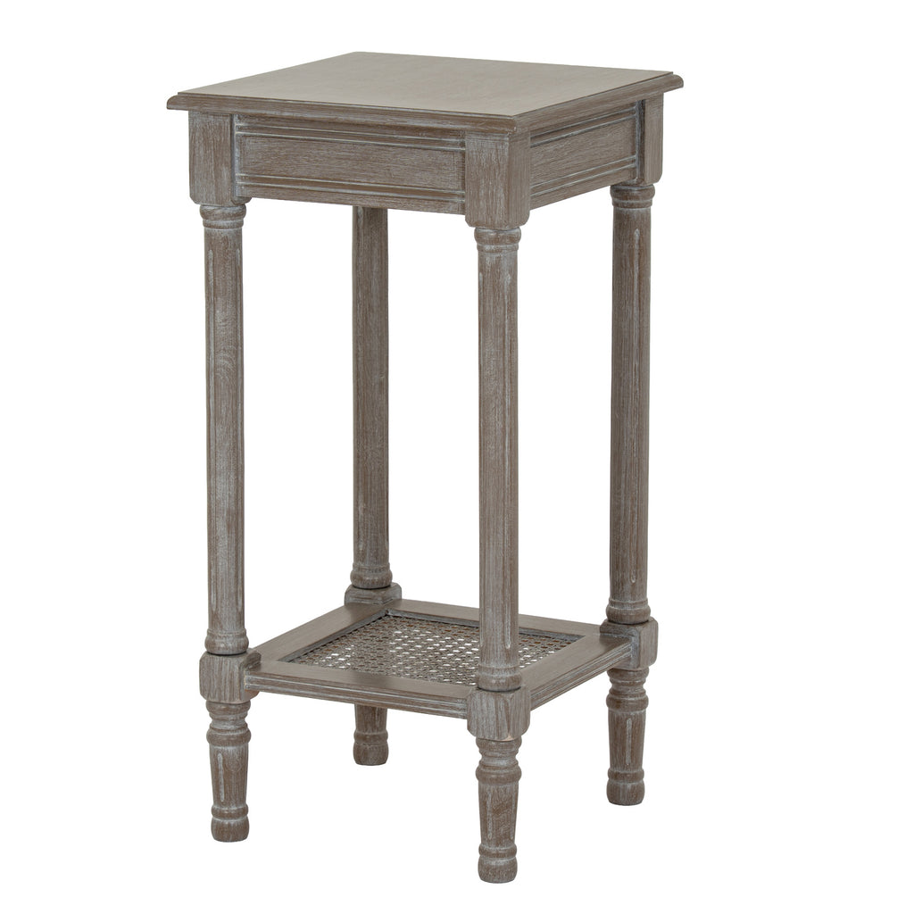 Vintage-style side table with a textured surface on a white background