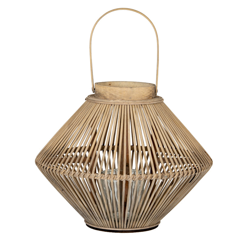 Cone Wicker Lantern With Glass Holder - Main product image | LA Home Decor