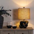 Black Knot Table Lamp With Hessian Shade - Main product image | LA Home Decor