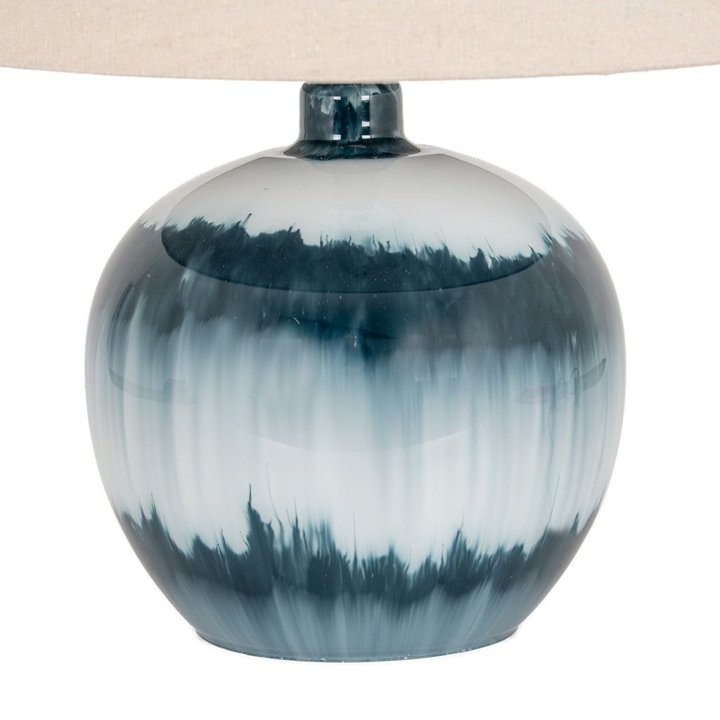 Ocean Shadows Squat  Table Lamp With Linen Shade