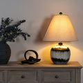 Midnight Shadows Squat Table Lamp With Linen Shade - Main product image | LA Home Decor