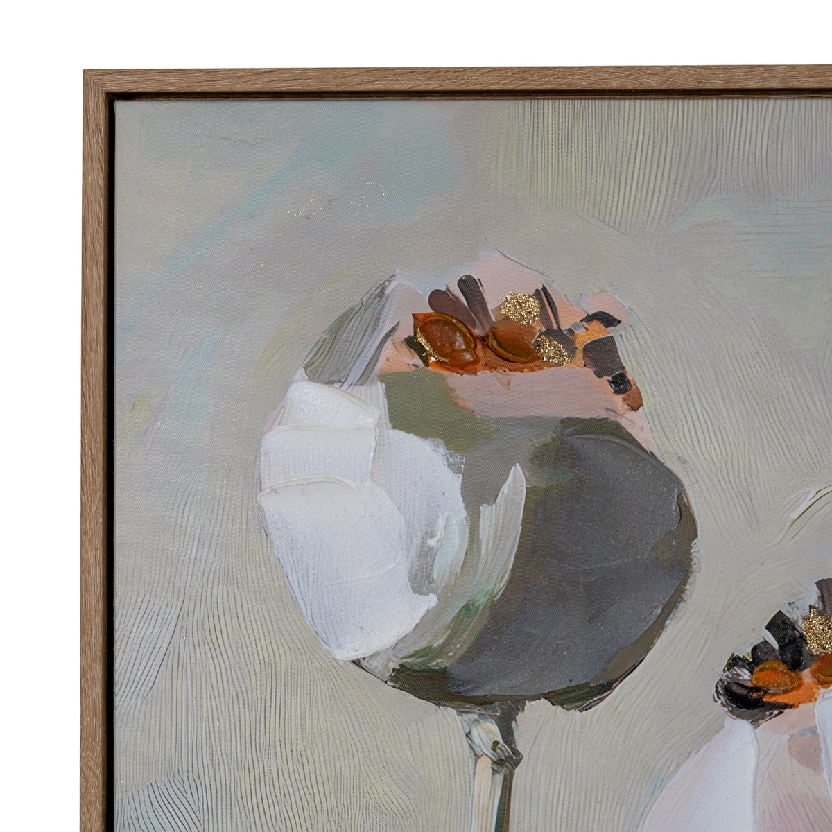 Poppy Heads Hand Painted Canvas in Frame by Hill Interiors