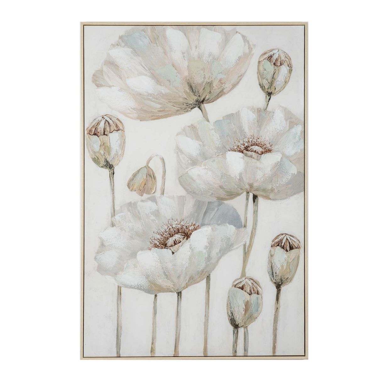 Poppy Stems Handpainted Canvas in Frame by Hill Interiors
