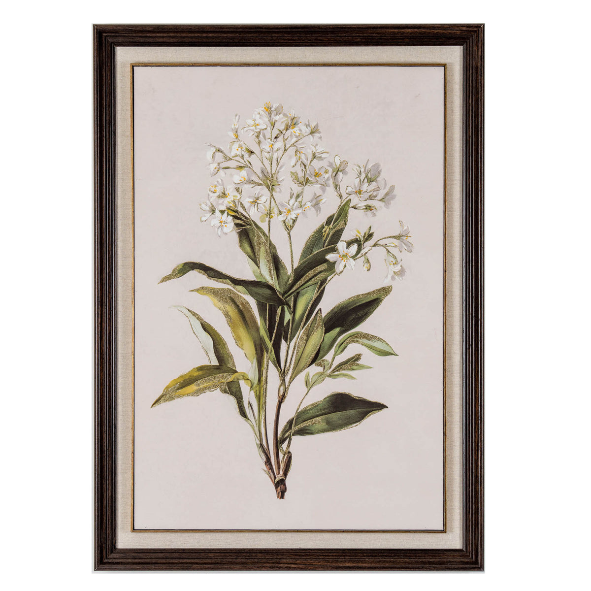 Flora & Fauna Collection White Wildflower on Linen in Frame by Hill Interiors