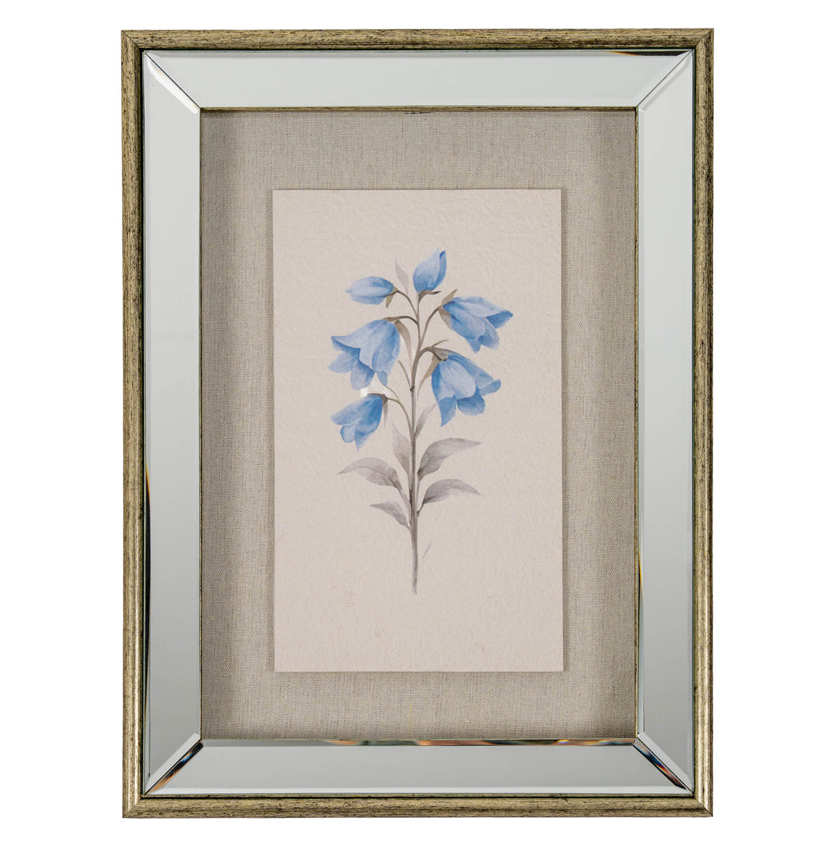 Rosalie Textured Paper Bluebell in Mirrored Frame by Hill Interiors