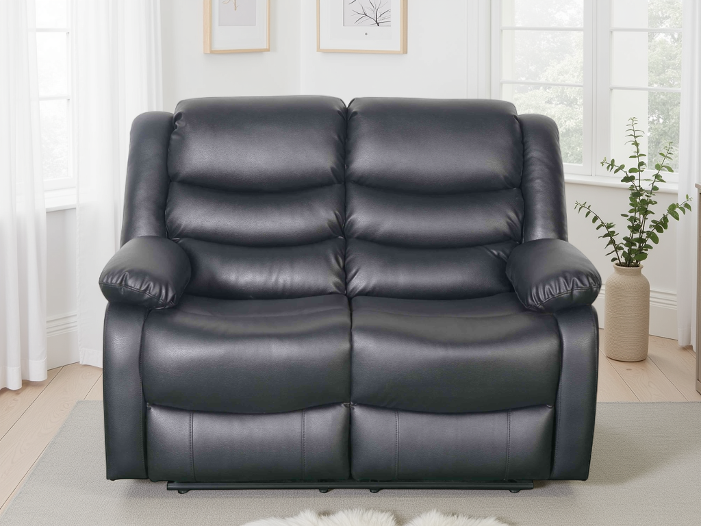 Conrad Manual Recliner Sofa Black 2 Seater - Main product image | LA Home Decor