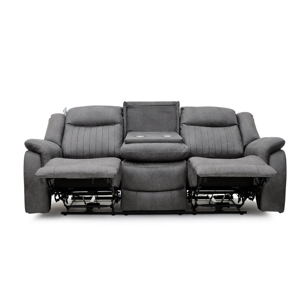 Gray reclining sofa on a white background