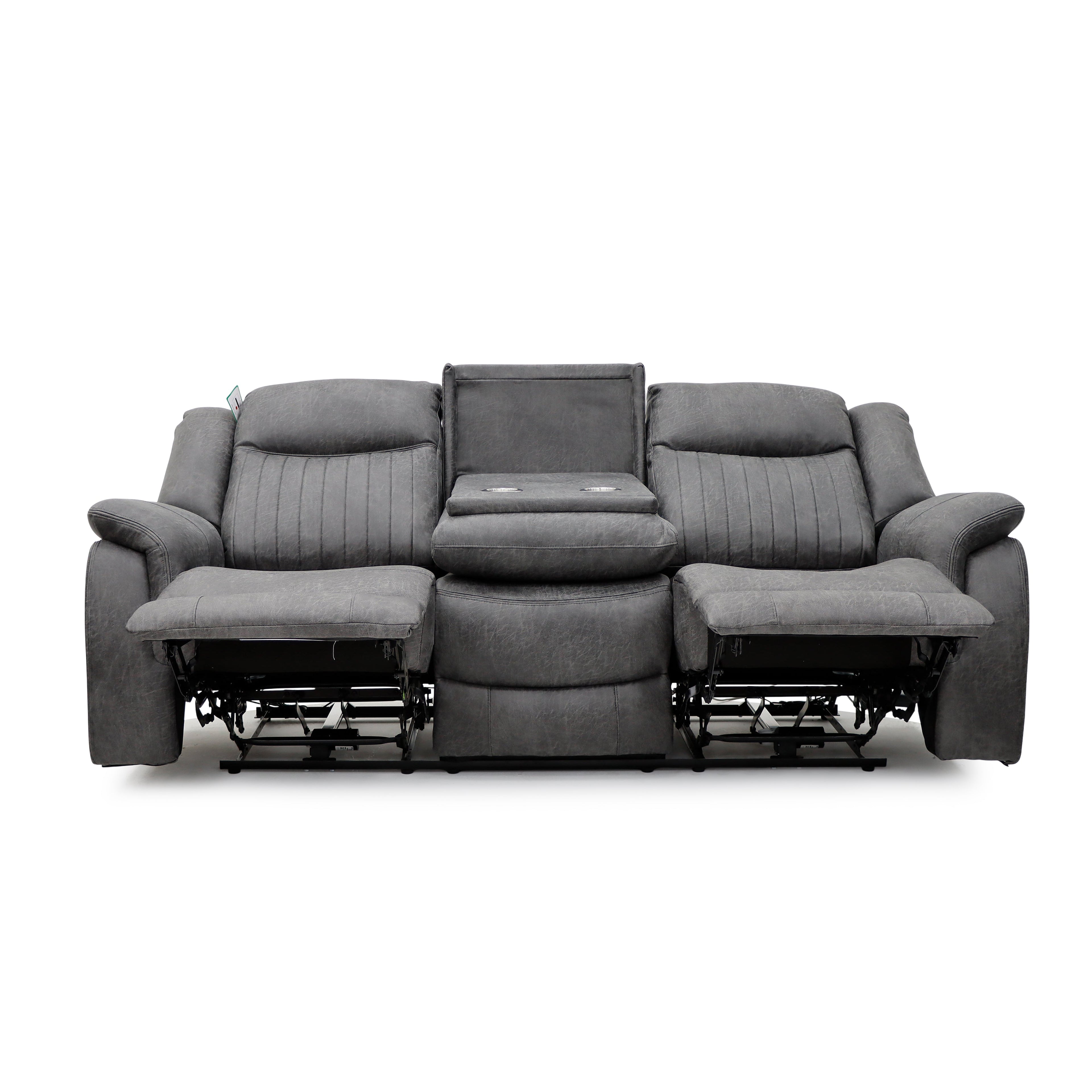 Gray reclining sofa on a white background