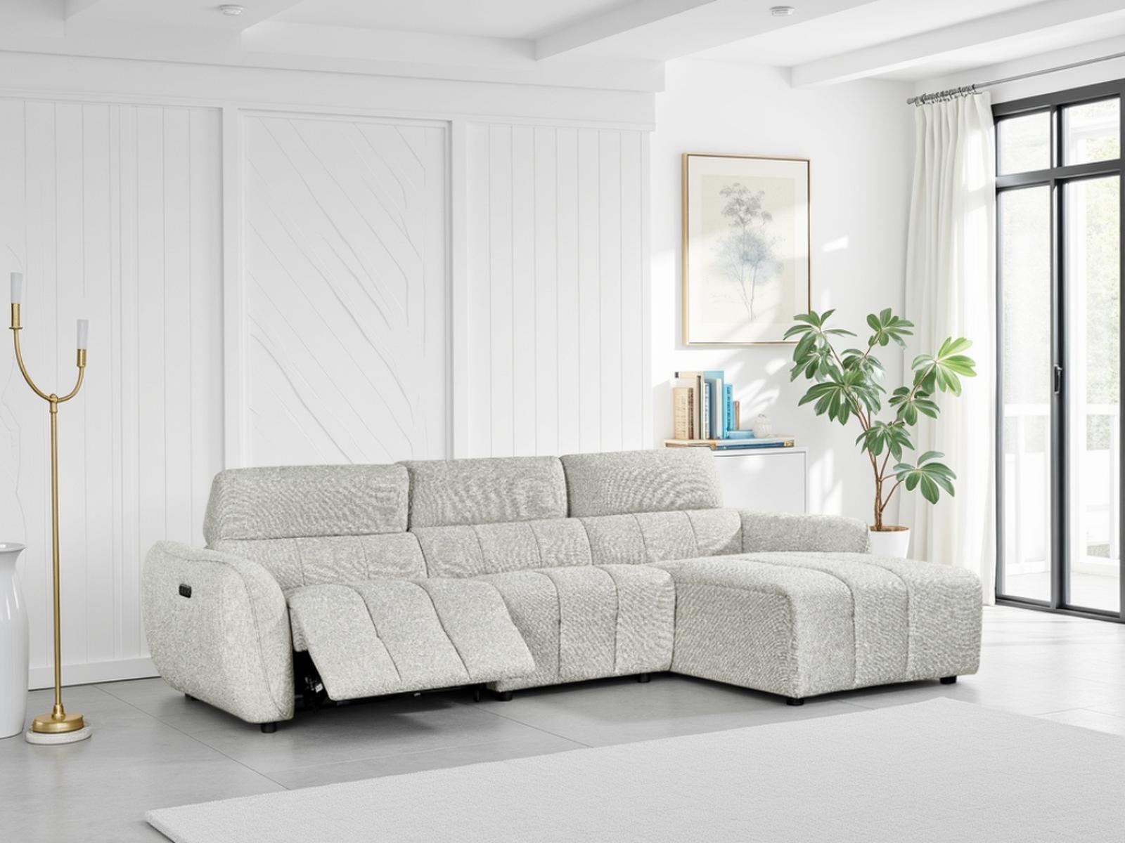 Turin Electric Recliner Sofa Silver Right Hand - Main product image | LA Home Decor