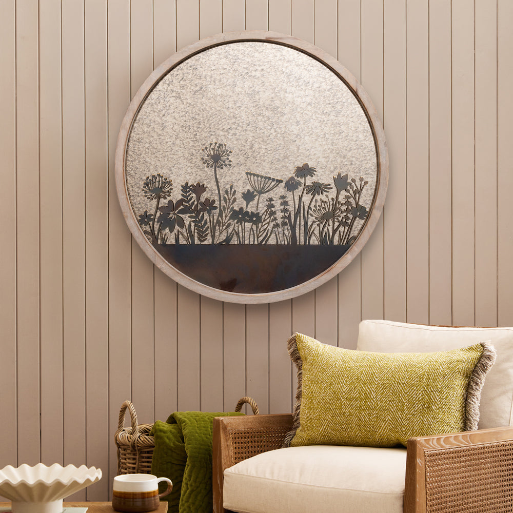 Fleur Et Faune Round Antique Wall Mirror – Greywash