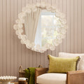 Gaia Floral Wall Mirror – Antique White Gold
