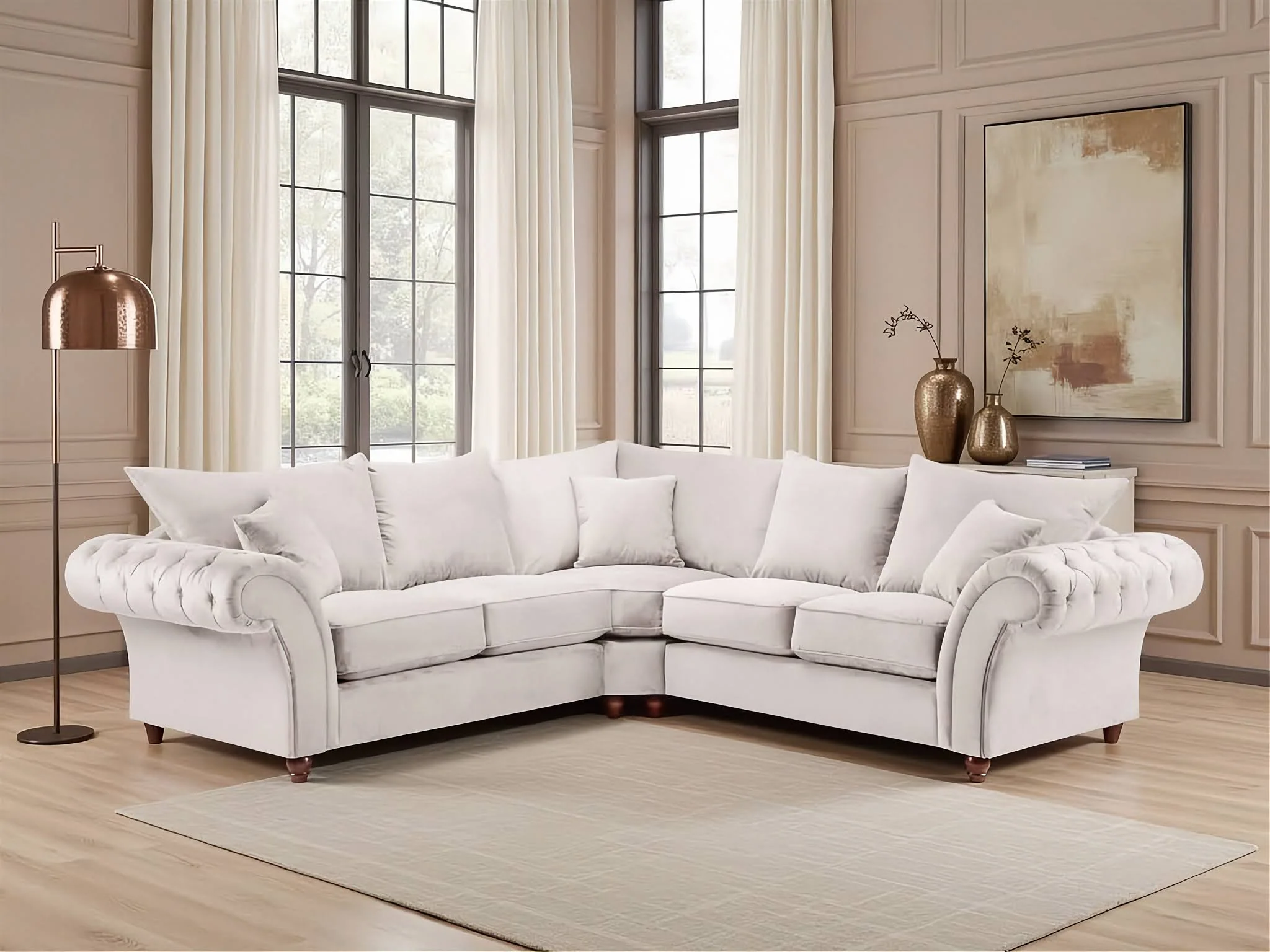 Windsor Fullback Sofa Stone Right Hand Facing Corner