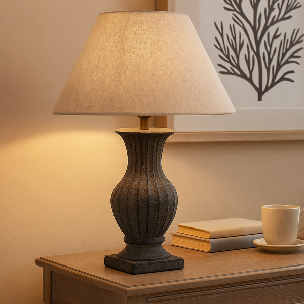 Incia Fluted Wooden Table Lamp