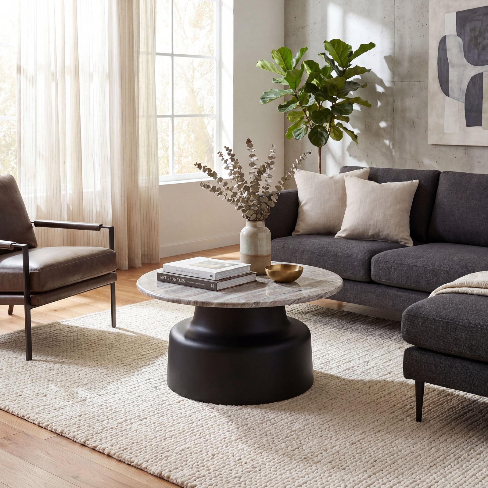 Oura Round Coffee Table - Main product image | LA Home Decor