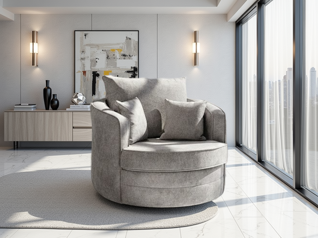 Serena Sofa Grey Swivel Chair - Main product image | LA Home Decor